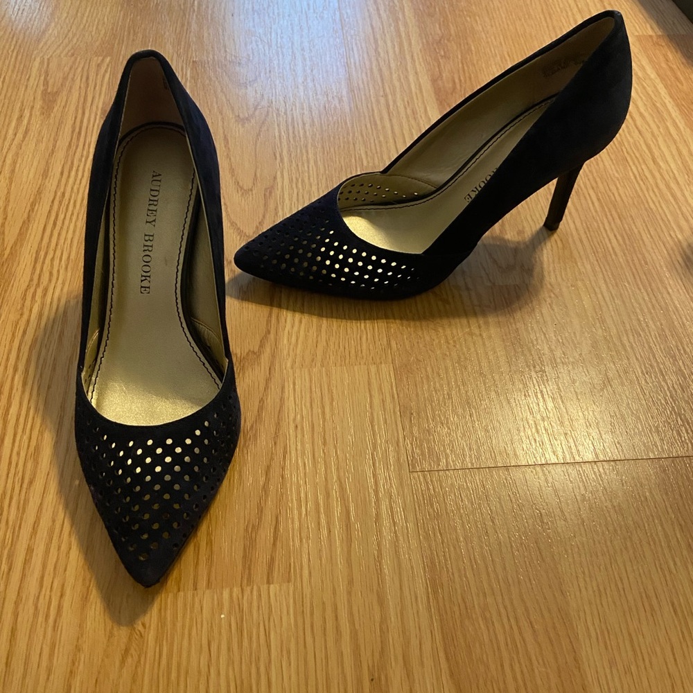 Audrey Brooke navy suede heels